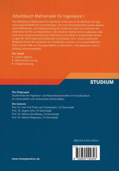 Produktbild: Arbeitsbuch Mathematik f&uuml;r Ingenieure, Band I