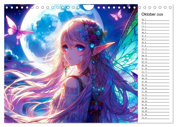 Produktbild: Bezaubernde Manga Elfen (Wandkalender 2026 DIN A4 quer), CALVENDO Monatskalender
