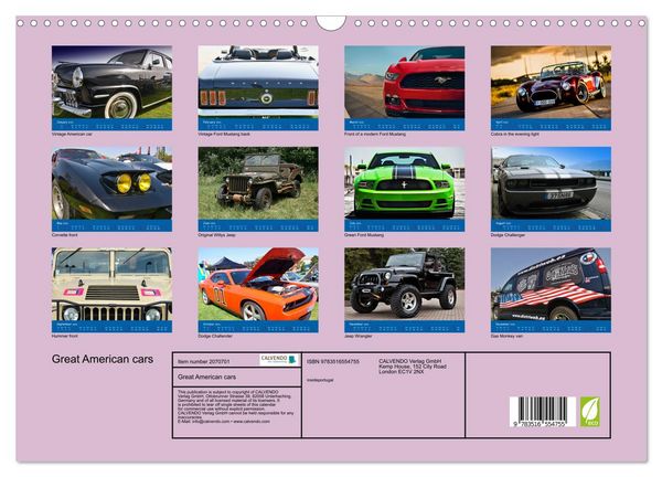 Produktbild: Great American cars (Wall Calendar 2026 DIN A3 landscape), CALVENDO 12 Month Wall Calendar