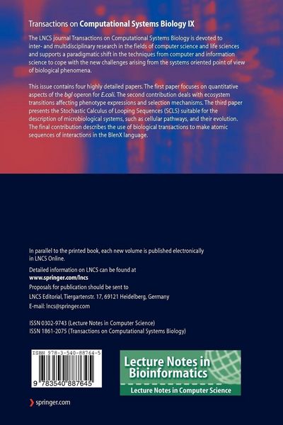 Produktbild: Transactions on Computational Systems Biology IX