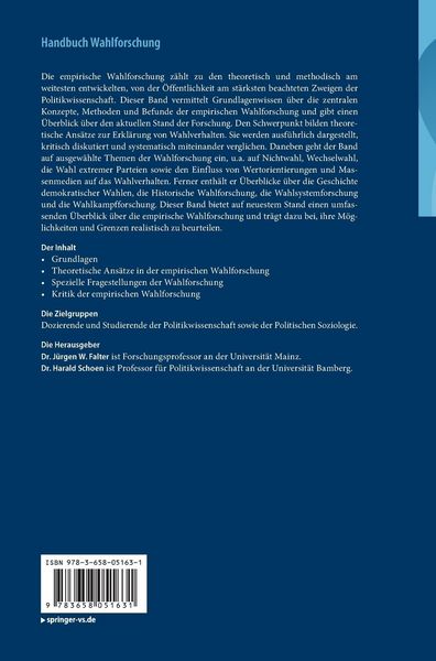 Produktbild: Handbuch Wahlforschung