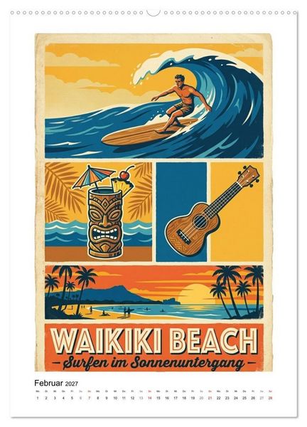 Produktbild: Sehnsucht Hawaii &ndash; Die Aloha Mid-Century Collection (hochwertiger Premium Wandkalender 2027 DIN A2 hoch), Kunstdruck in Hochglanz