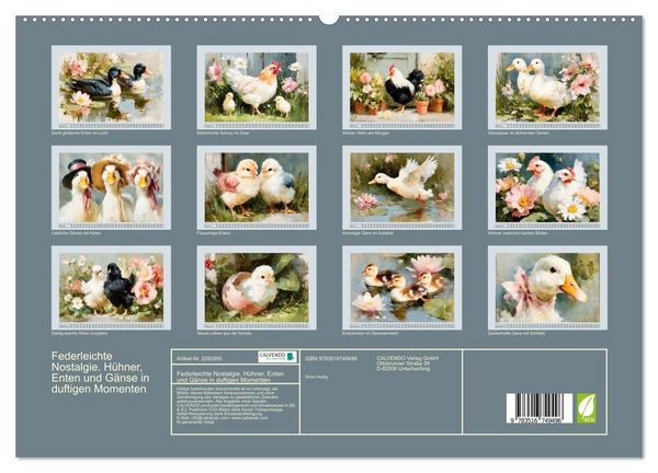 Produktbild: Federleichte Nostalgie. H&uuml;hner, Enten und G&auml;nse in duftigen Momenten (hochwertiger Premium Wandkalender 2027 DIN A2 quer), Kunstdruck in Hochglanz