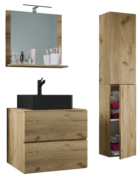Produktbild: 4-tlg Waschtisch Badm&ouml;bel Lendas 60 cm L Schublade