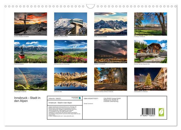 Produktbild: Innsbruck - Stadt in den Alpen (Wandkalender 2026 DIN A3 quer), CALVENDO Monatskalender