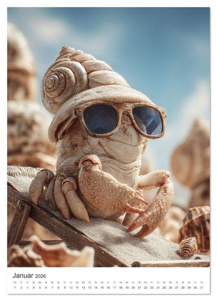 Produktbild: Pfoten im Sand (hochwertiger Premium Wandkalender 2026 DIN A2 hoch), Kunstdruck in Hochglanz