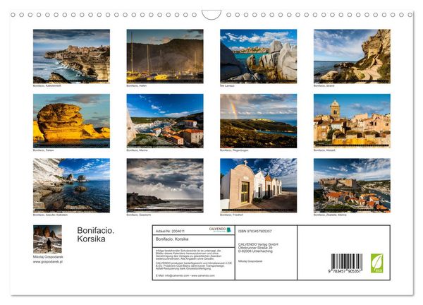 Produktbild: Bonifacio. Korsika (Wandkalender 2026 DIN A3 quer), CALVENDO Monatskalender