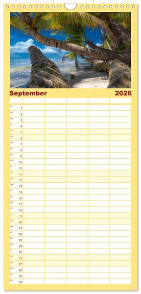 Produktbild: Familienplaner 2026 - Karibik Traum Isla Saona mit 5 Spalten (Wandkalender, 21 x 45 cm) CALVENDO