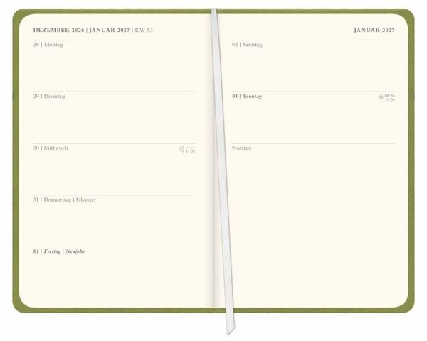 Produktbild: Diario Wochen-Kalenderbuch A6, gr&uuml;n 2027