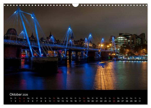 Produktbild: London - Nachts an der Themse (Wandkalender 2026 DIN A3 quer), CALVENDO Monatskalender