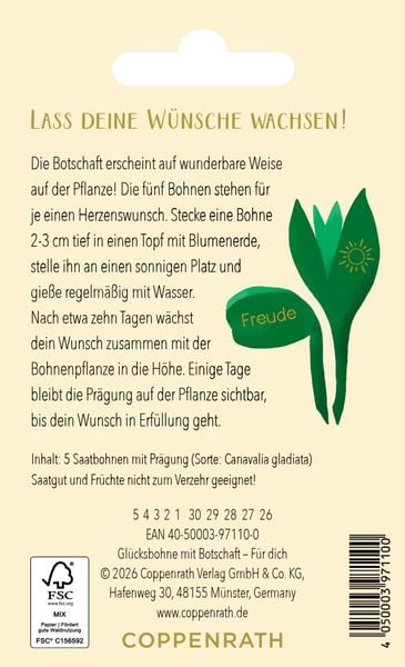 Produktbild: Gepr&auml;gte Saatbohnen &ndash; Pflanze deine W&uuml;nsche