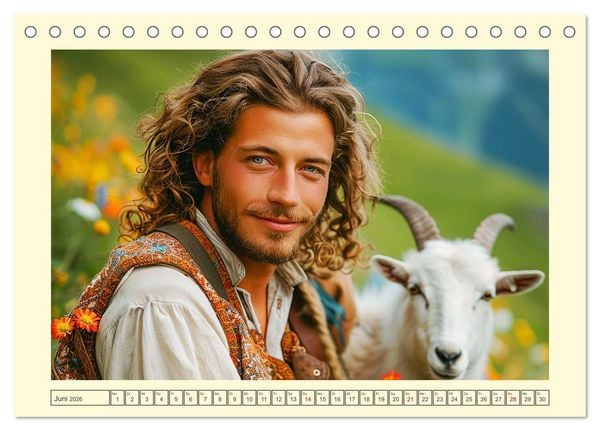 Produktbild: Leben auf der Alm. Junge M&auml;nner im Einklang mit der Natur (Tischkalender 2026 DIN A5 quer), CALVENDO Monatskalender