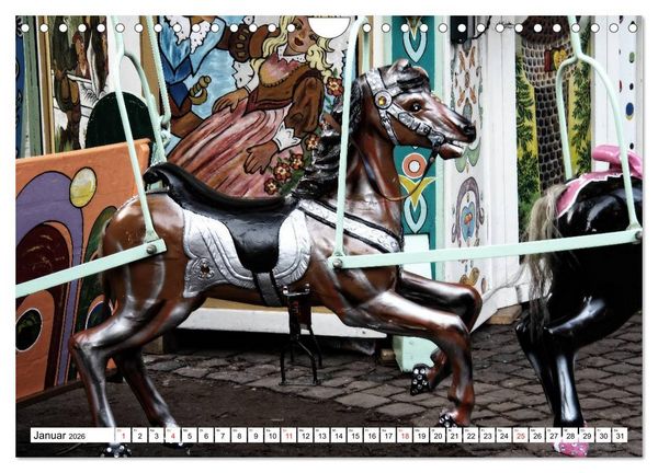 Produktbild: NOSTALGIE KARUSSELLPFERDE (Wandkalender 2026 DIN A4 quer), CALVENDO Monatskalender