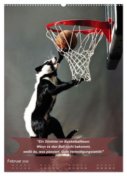 Produktbild: Der tierisch lustige Basketball-Kalender (Wandkalender 2026 DIN A2 hoch), CALVENDO Monatskalender