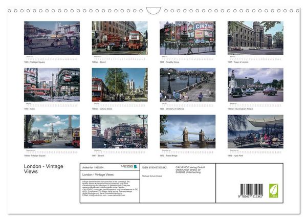 Produktbild: London - Vintage Views (Wandkalender 2026 DIN A3 quer), CALVENDO Monatskalender