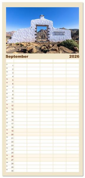 Produktbild: Familienplaner 2026 - Fuerteventura - W&uuml;stenzauber und Meeresrauschen mit 5 Spalten (Wandkalender, 21 x 45 cm) CALVENDO