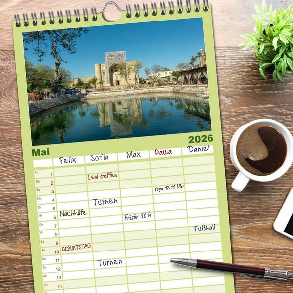 Produktbild: Familienplaner 2026 - Usbekistan und seine Kultursch&auml;tze mit 5 Spalten (Wandkalender, 21 x 45 cm) CALVENDO
