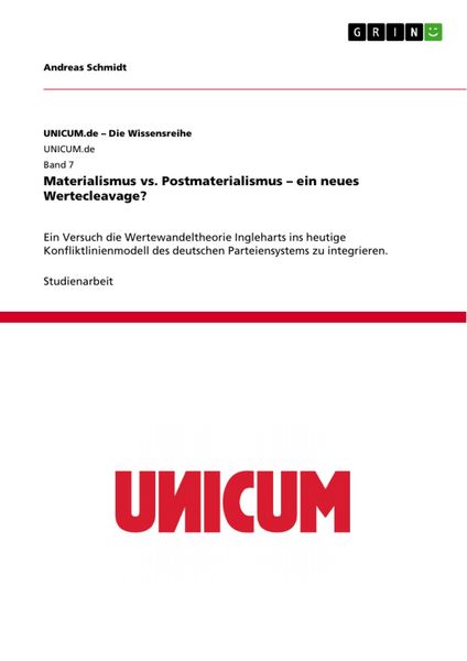 Produktbild: Materialismus vs. Postmaterialismus - ein neues Wertecleavage?