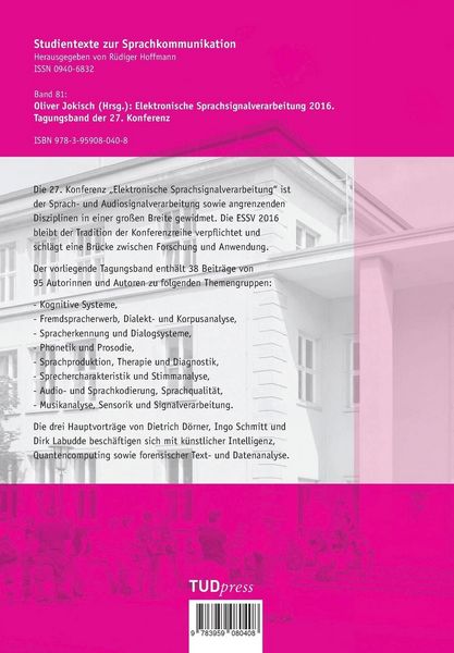 Produktbild: Elektronische Sprachsignalverarbeitung 2016
