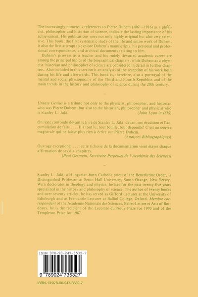Produktbild: Uneasy Genius: The Life And Work Of Pierre Duhem