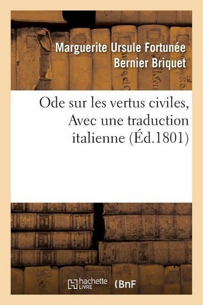 Produktbild: Ode Sur Les Vertus Civiles, Avec Une Traduction Italienne