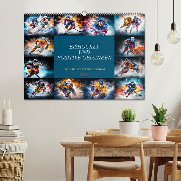Produktbild: Eishockey und positive Gedanken (Wandkalender 2026 DIN A2 quer), CALVENDO Monatskalender