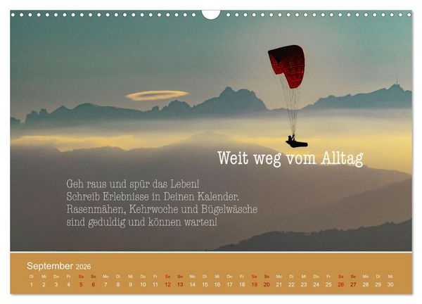 Produktbild: Pfl&uuml;ck Dein Gl&uuml;ck &ndash; Kleine Weisheiten f&uuml;r den Alltag (Wandkalender 2026 DIN A3 quer), CALVENDO Monatskalender