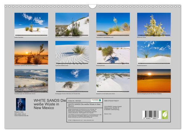 Produktbild: WHITE SANDS Die wei&szlig;e W&uuml;ste in New Mexico (Wandkalender 2026 DIN A3 quer), CALVENDO Monatskalender