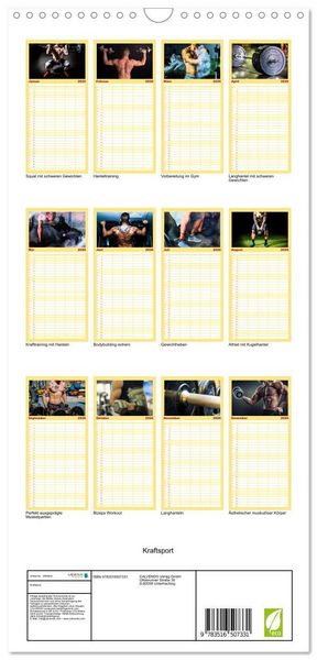 Produktbild: Familienplaner 2026 - Kraftsport mit 5 Spalten (Wandkalender, 21 x 45 cm) CALVENDO