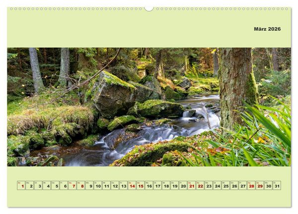 Produktbild: Die schwarze Pockau im Herbstgewand (hochwertiger Premium Wandkalender 2026 DIN A2 quer), Kunstdruck in Hochglanz
