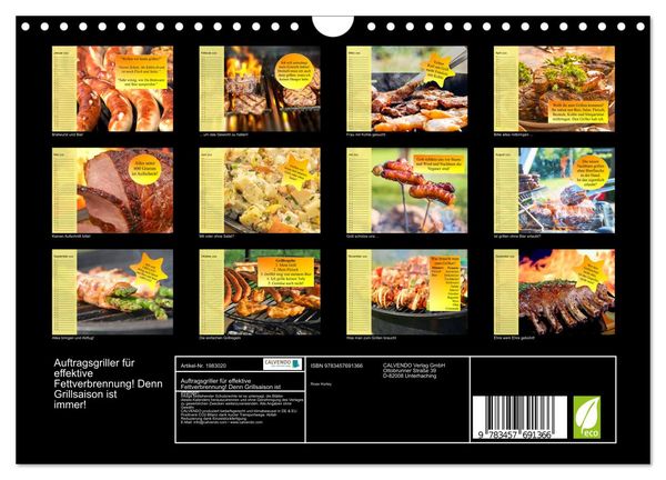 Produktbild: Auftragsgriller f&uuml;r effektive Fettverbrennung! Denn Grillsaison ist immer! (Wandkalender 2026 DIN A4 quer), CALVENDO Monatskalender