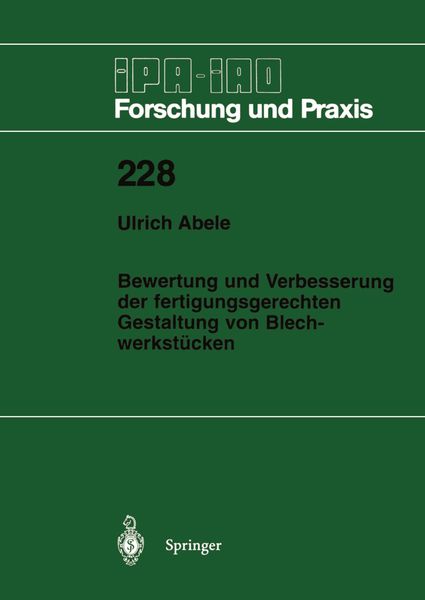 Bewertung und Verbesserung der fertigungsgerechten Gestaltung von Blechwerkstücken, Taschenbuch von Ulrich Abele, Springer Berlin, 9783540610199