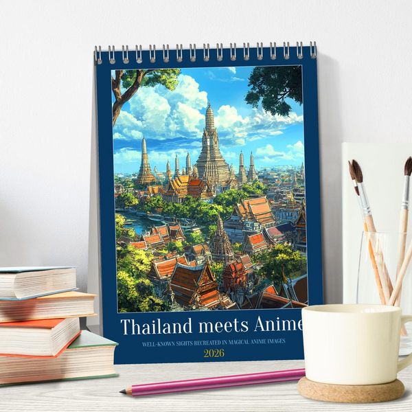 Produktbild: Thailand meets Anime (Desk Calendar 2026 DIN A5 portrait), CALVENDO 12 Month DeskCalendar