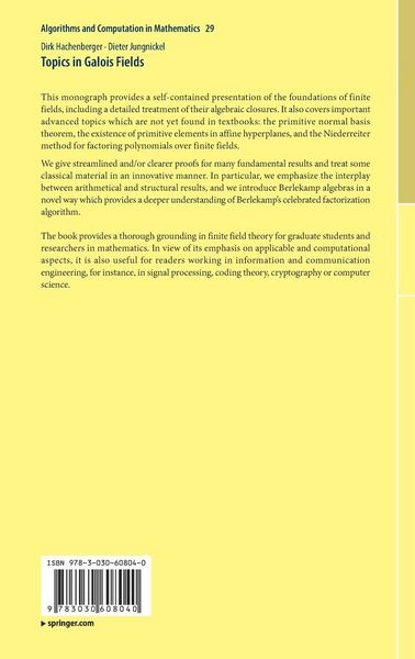 Produktbild: Topics in Galois Fields