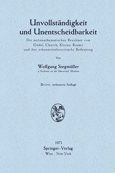 Produktbild: Unvollst&auml;ndigkeit und Unentscheidbarkeit