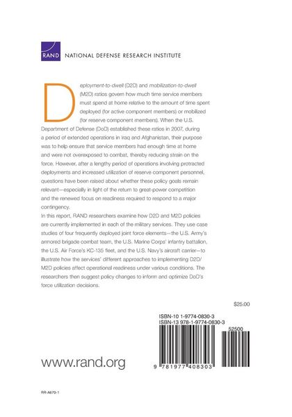 Produktbild: Assessment of Deployment- And Mobilization-To-Dwell Policies for Active and Reserve Component Forces
