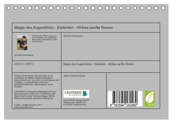 Produktbild: Magie des Augenblicks - Elefanten - Afrikas sanfte Riesen (Tischkalender 2027 DIN A5 quer), CALVENDO Monatskalender