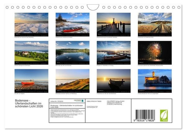 Produktbild: Bodensee - Uferlandschaften im sch&ouml;nsten Licht 2026 (Wandkalender 2026 DIN A4 quer), CALVENDO Monatskalender