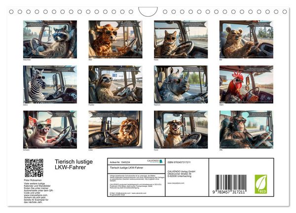 Produktbild: Tierisch lustige LKW-Fahrer (Wandkalender 2026 DIN A4 quer), CALVENDO Monatskalender