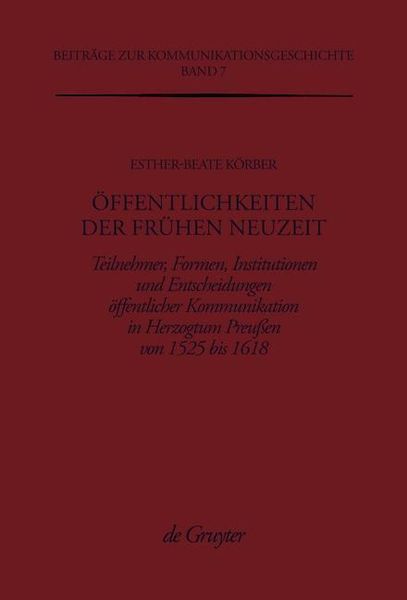 Produktbild: &Ouml;ffentlichkeiten der Fr&uuml;hen Neuzeit