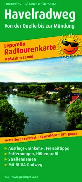 Radtourenkarte Havelradweg, Von der Quelle bis zur Mündung 1 : 60 000, Sonstige von , KOMPASS freytag und berndt, 9783899207262