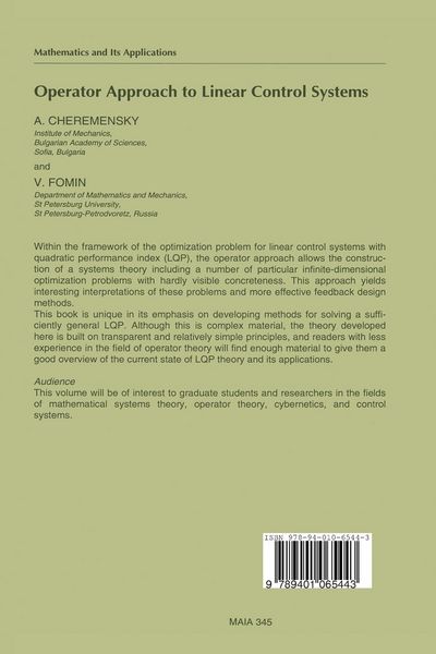 Produktbild: Operator Approach to Linear Control Systems