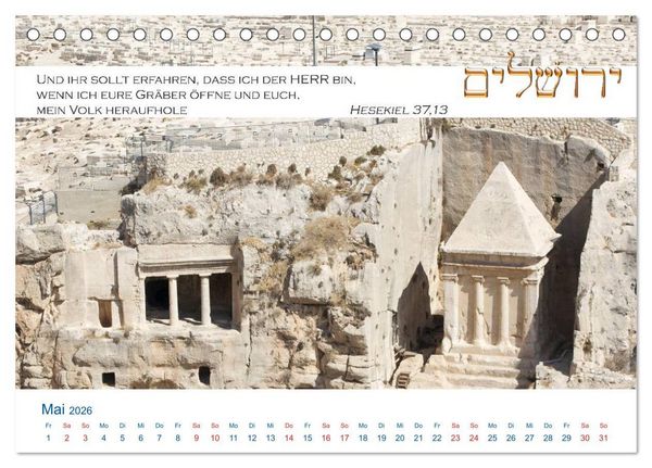 Produktbild: Jerusalem. Kalender mit Bibelworten (Tischkalender 2026 DIN A5 quer), CALVENDO Monatskalender