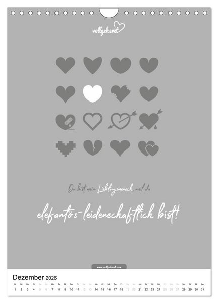 Produktbild: vollgeherzt: Lieblingsmensch-Kalender - Der Wandkalender als Geschenk f&uuml;r ganz besondere Menschen (Wandkalender 2026 DIN A4 hoch), CALVENDO Monatskalender