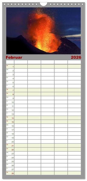 Produktbild: Familienplaner 2026 - Vulkane - Beeindruckende Feuerberge mit 5 Spalten (Wandkalender, 21 x 45 cm) CALVENDO