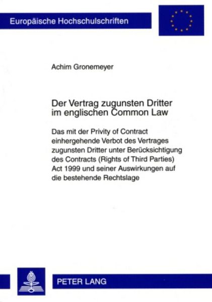 Produktbild: Der Vertrag zugunsten Dritter im englischen Common Law