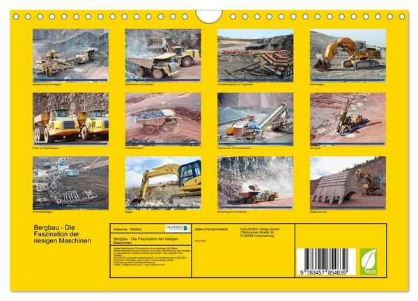 Produktbild: Bergbau - Die Faszination der riesigen Maschinen (Wandkalender 2026 DIN A4 quer), CALVENDO Monatskalender