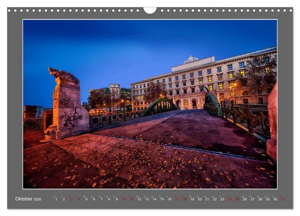Produktbild: Gro&szlig;stadtabend - Die blaue Stunde in Wien (Wandkalender 2026 DIN A3 quer), CALVENDO Monatskalender