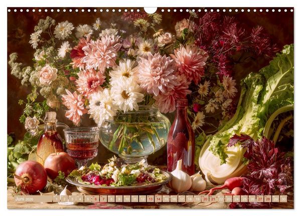 Produktbild: Bloom und Bite. KI mixt Blumen, Obst und Gem&uuml;se (Wandkalender 2026 DIN A3 quer), CALVENDO Monatskalender