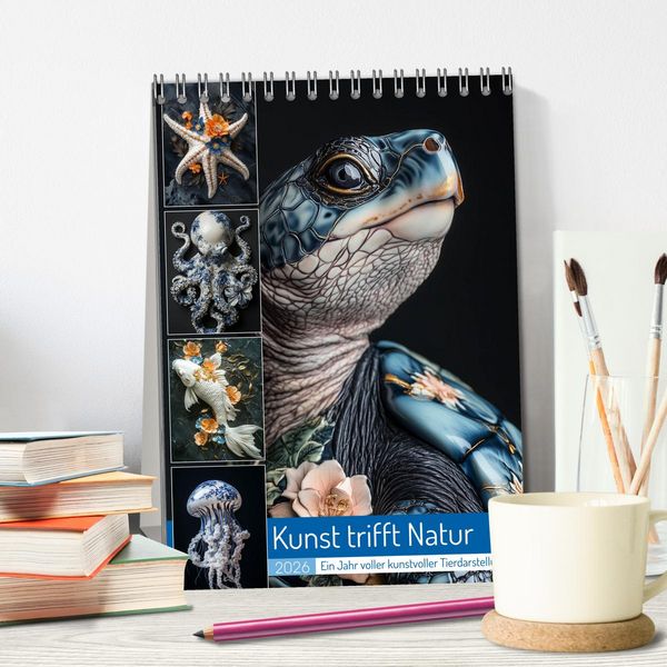 Produktbild: Kunst trifft Natur (Tischkalender 2026 DIN A5 hoch), CALVENDO Monatskalender